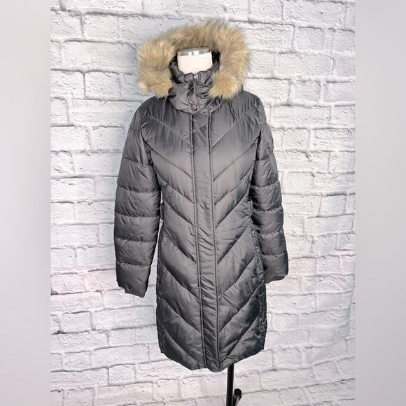 Larry Levine SALE down and feather faux fur hooded puffer coat new size XS - Picture 1 of 14